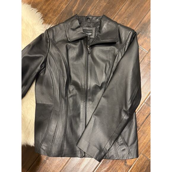 East 5th Ave Black Leather Jacket Blazer Women's Medium - Picture 7 of 12